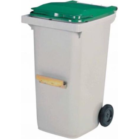 Conteneur 2 roues Korok - 240l barre ventrale - vert / gris