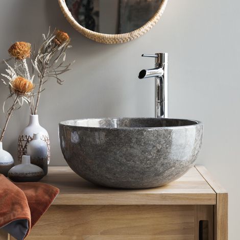 Vasque ronde en marbre Mia light grey (1/5)