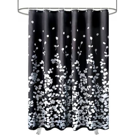 Schwarzer Duschvorhang – 150 x 180 cm – wasserdicht und schimmelresistent (1/3)
