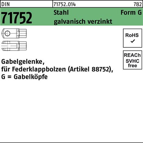 Gabelgelenk DIN 71752 f.Federklappbolzen G 10x20 Stahl galv.verz. 10St. (1/2)