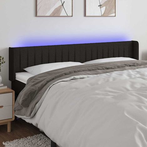 vidaXL Tête de lit à LED Noir 203x16x78/88 cm Tissu (1/5)
