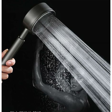 Cabezal de ducha de alta presión de acero inoxidable 304, ahorrador de agua (negro) (1/5)