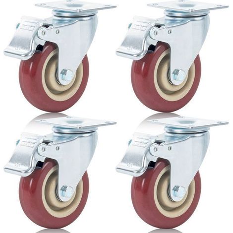 4er-Set Lenkrollen 100 mm mit Bremse – 360° drehbar – Belastbar bis 90 kg pro Rolle – Inklusive Montageschrauben – Home Nature Wohnkonzept (1/5)