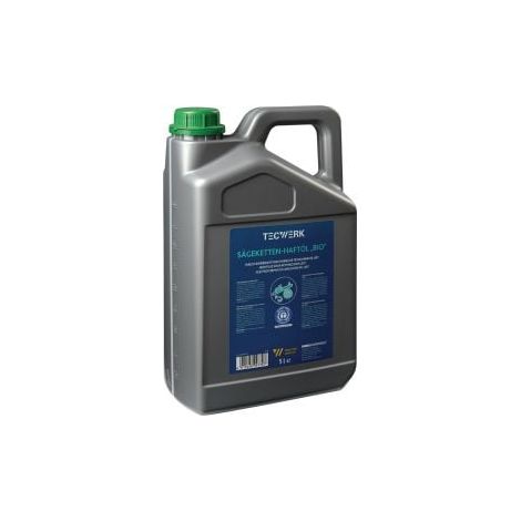 Huile adhésive pour chaînes de tronçonneuses BIO 52 mm²/s (à 40 degrés C) Bidon de 5l TECWERK (1/3)