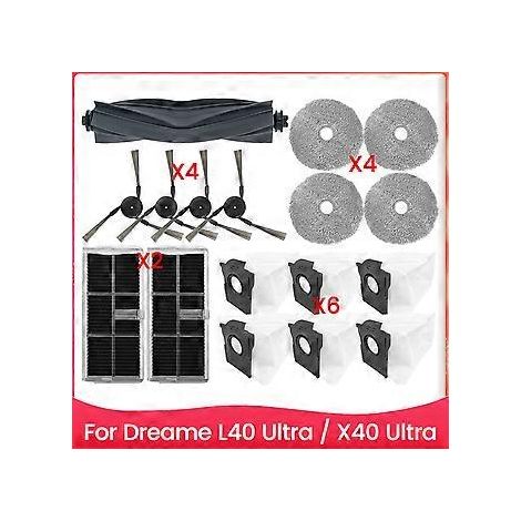 Pièces détachées pour aspirateur Dreame X40 Ultra/L40 Ultra/X40 Pro : brosse latérale principale, filtre HEPA, balai de nettoyage. (1/5)