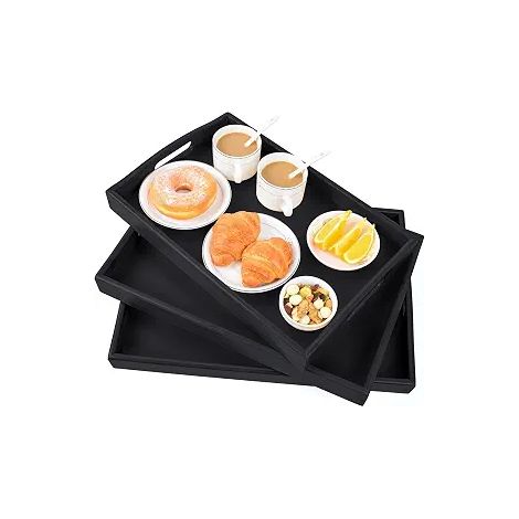 Plateau De Service En Bambou - 30 X 20 X 3,3 Cm - Pour Petit-Déjeuner Dîner Apéritif Thé - 1 Pièce (1/5)
