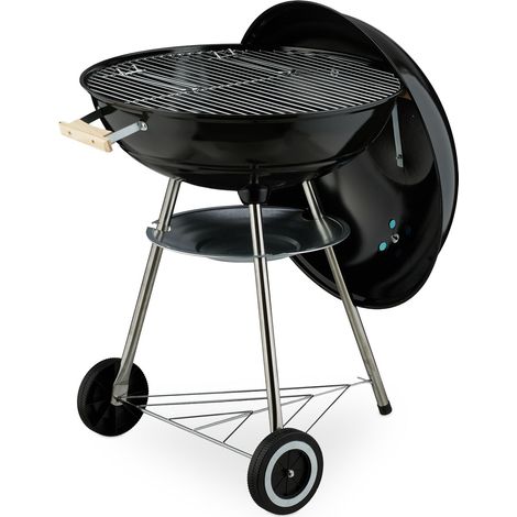 Barbacoa de carbón vegetal con tapa para jardín 89 x 46 x 58 cm fácil de limpiar moderna de acero negro 130016742 (1/5)