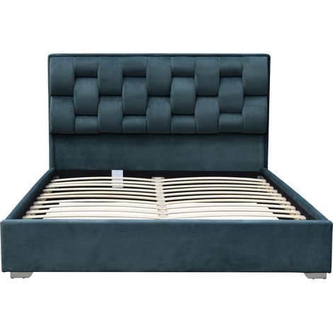 5ft Plush Velvet Bed Frame with Weaved Headbord in Cream