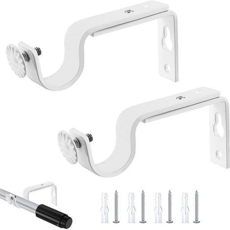 Soportes ajustables para barra de cortina, color blanco (2 unidades) - 25 mm de diámetro - Incluye tornillos (1/5)