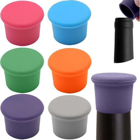 Bouchon En Silicone - Étanche À L'Air Pour Bouteilles De Vin Et Champagne - Universel Pour Col De 18 À 22 Mm - Lot De 6 (1/5)