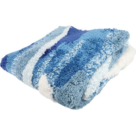 Tapis 3D en microfibre de polyester touffeté, esthétique, doux, petit tapis de sol pour chambre à coucher, salon, vagues 50 x 120 cm. (1/2)
