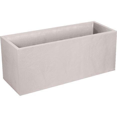 EDA – Jardinière rectangulaire 99,5 x 39,5 x 43,5 cm – 98L – Polypropylène beige calcaire – Système de rétention d'eau – Résistante aux UV et gel (1/2)