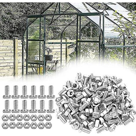 Set mit 50 Muttern und 50 Schrauben für Gewächshäuser, Vierkant-Aluminiumschrauben und -muttern, Zubehör und Ersatzteile für Gewächshäuser. (1/5)
