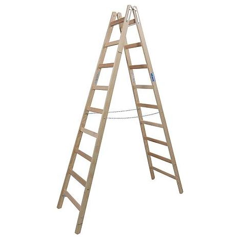 Echelle double, bois H de travail 3,78 H reelle 2,40 Longueur 2,50 marches 2x9