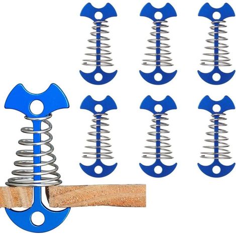 Lot de 6 Alliage D'aluminium Fishbone Tente Steakes, Deck Anchor Piquets Camping Tente Pegs avec boucle à ressort pour accessoires de pêche en plein air en randonnée (1/5)