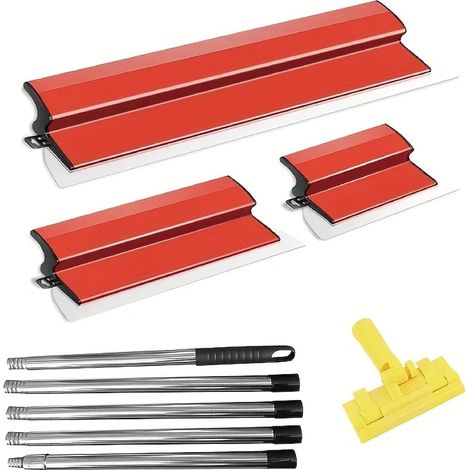 Professional smoothing spatula set (250 mm, 400 mm, 600 mm) with telescopic rod 0.8-2 m for wall and ceiling (1/4)