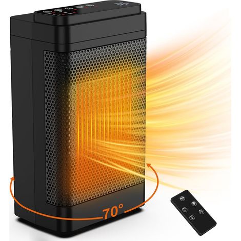 Chauffage D'appoint1500W Portable Radiateur Soufflant 2s PTC Mini Chauffage Electrique 3 Modes Protection Contre, 70° Quiet Vibration, 12H Timer, Surchauffe Temporisé de Chauffage Soufflant (1/5)