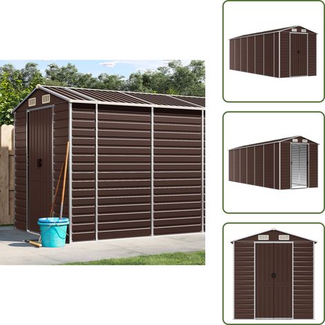 Gerätehaus Braun 191x555x198 cm Verzinkter Stahl - Geräteschuppen - Gartenhaus - Werkzeuglager - Outdoor-Lagerraum - Braunes Gartenhaus (1/5)