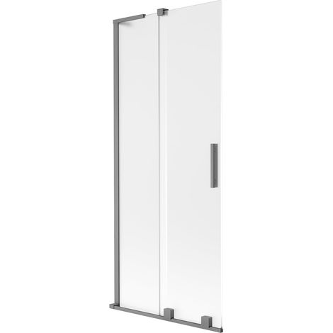Mexen Velar L mampara de bañera corredera de 2 hojas 85 x 150 cm, escarchado, gun metal - 896-085-003-31-95 (1/5)