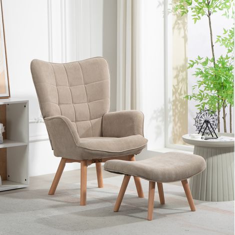 MEUBLIV sillón relax con reposapiés 72x80x101 cm caqui – respaldo alto, montaje requerido (1/5)