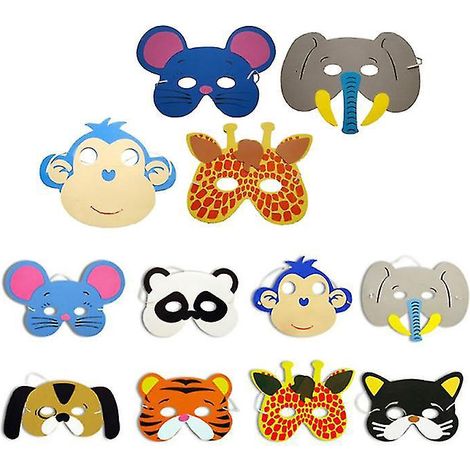 12 masques pour enfants à motif animal