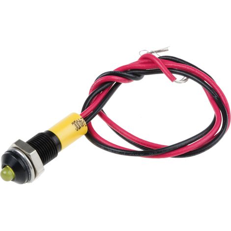 Voyant LED lumineux  Jaune RS PRO, dia. 6mm, 24V c.c., taille de la lampe 3 mm, IP67 ( Prix pour 1 )