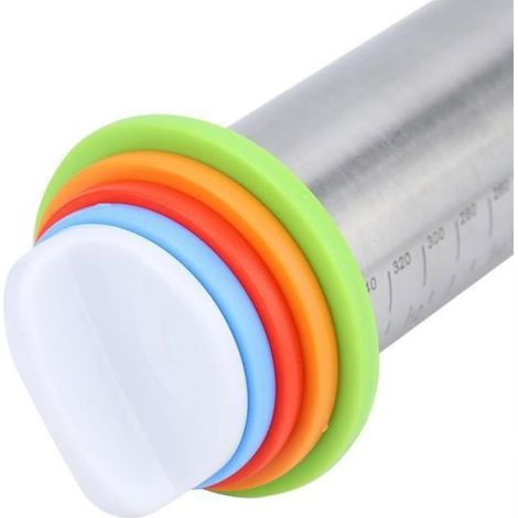Rouleau à pâtisserie - Inox - Échelle de mesure - Joints réglables - Facile à nettoyer (1/4)