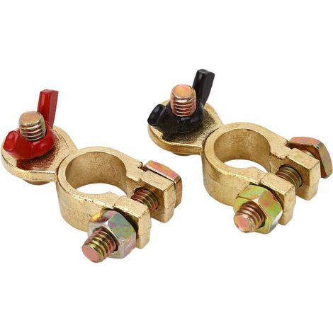 2 Pièces Borne de Batterie en Laiton Épaissi, Haute Conductivité pour Voiture Bateau 12V 24V (1/5)