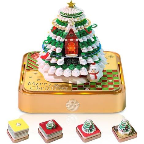 Calendrier de bureau 2026 avec lumière LED, Calendrier Créatif en Forme de Sapin de Noël, Sculpture D'arbre de Noël, Calendriers Time Piece(Arbre de Noëls) (1/5)
