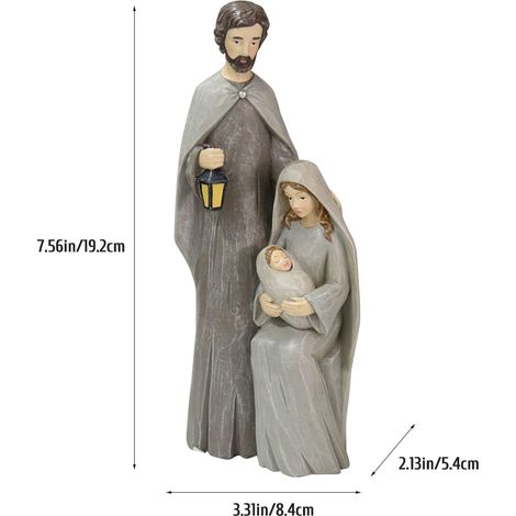Crèche de Noël en résine, figurines traditionnelles représentant la Nativité, statue du Christ et ornements de la Nativité (1/5)