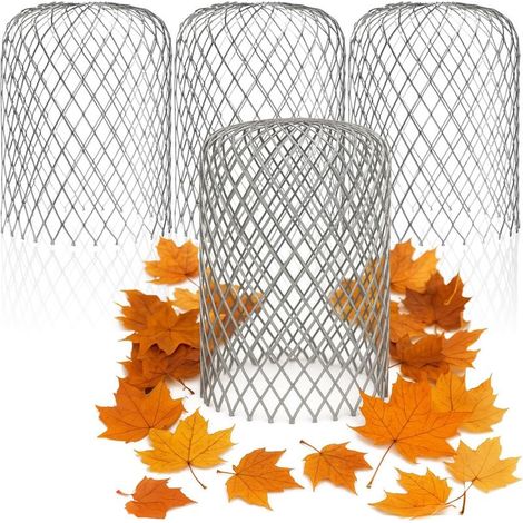4X protège-gouttières pour tuyaux de Descente en Acier galvanisé - Protection Contre Les Feuilles pour tuyaux de 6,5 à 9 cm Ø (Set 7 - Protection de Descente en Acier 4X) (1/5)