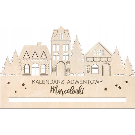 Calendario dell'avvento casetta in legno BASE con il NOME del bambino sul muro (1/4)