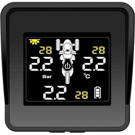 Système de surveillance de la pression des pneus sans fil solaire pour moto, moniteur TPMS, écran LCD, 3 capteurs externes (1/4)