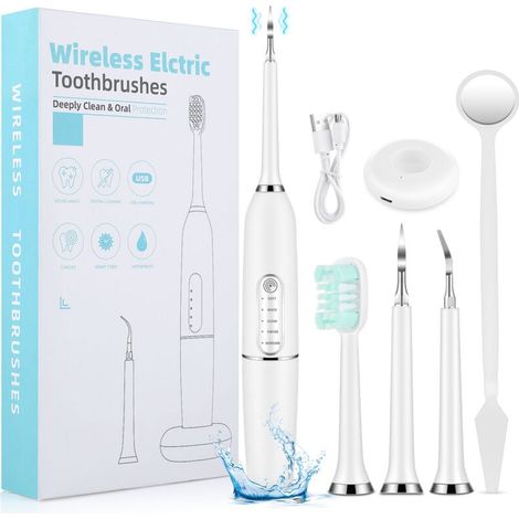 Elektrische Zahnbürste mit 3-in-1-Munddusche – Ultraschall + Munddusche + Reiniger – Rundumpflege (1/4)
