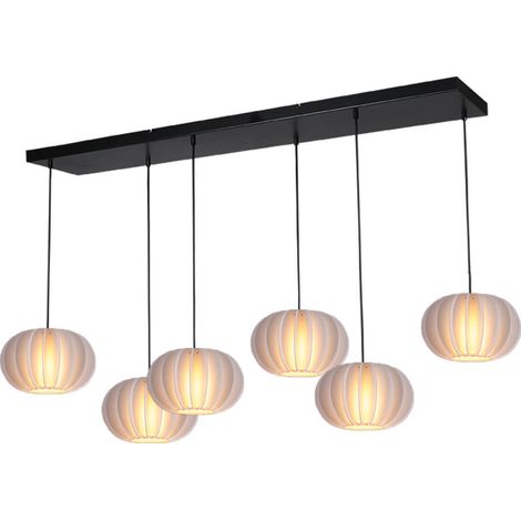 Lampe suspendue 6 lumières Arena avec des casquettes blanches - 2721-05-130-25-6-30
