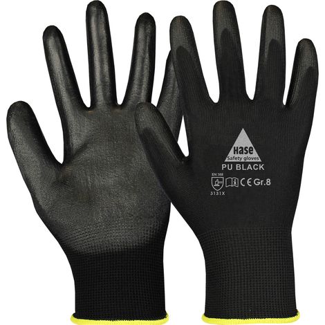 Hase 5-Fg.-Sicherheitshandschuhe mit PU-Beschichtung PU-black, Größe 11 10 Stk