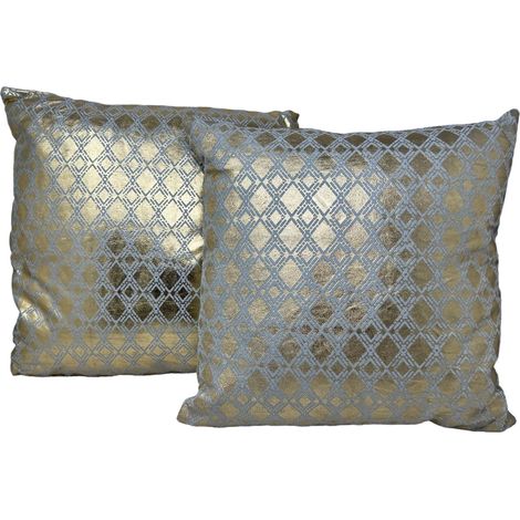 2-er Deko Zier Kissen Set Raute Gold 40x40 cm Sofakissen für Indoor mit Füllung (1/2)