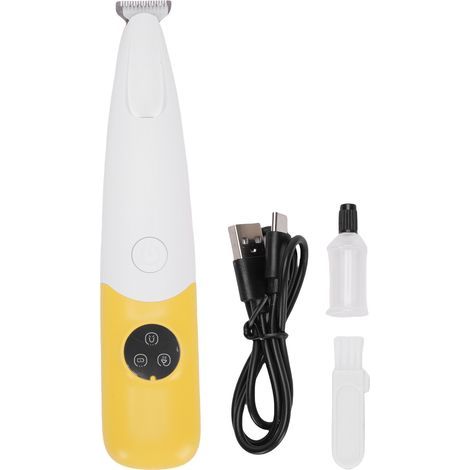 Tondeuse pour animaux de compagnie, rasoir sans fil Rechargeable, toilettage des poils pour chats et chiens, avec brosse, câble USB, jaune (1/5)