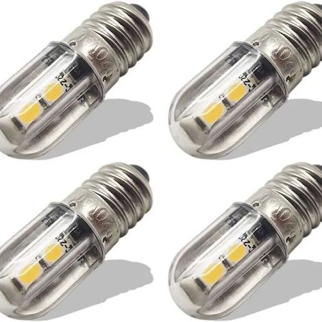 Ampoules LED E10, 220 V CA, indicateur LED d'économie d'énergie, culot à vis 8 mm, puce 3030, lumière jaune (lot de 4) (1/4)