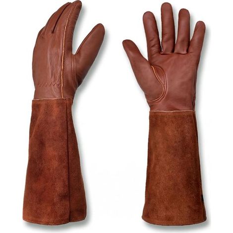 Une paire – Gants de jardin unisexes – Gants de jardin – Gants anti-perforation – Protection longue de l'avant-bras (résistants aux épines et aux coupures) – Marron – Taille M (1/5)