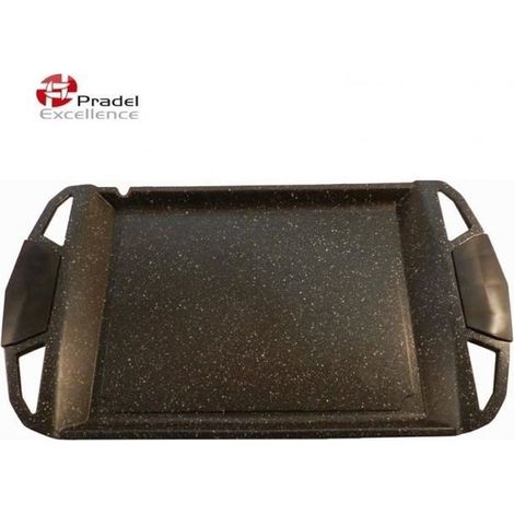 Plancha - PRADEL EXCELLENCE - Façon Pierre - 48x28 cm - Poignées en Silicone - Entretien Facile (1/4)