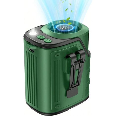Ventilateur Tour de Cou Rechargeable, Ventilateur de Ceinture pour Travail Extérieur et Randonnée(Vert) (1/5)