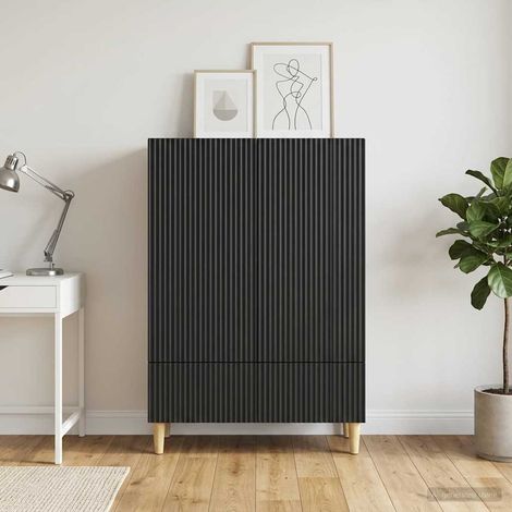 vidaXL Buffet avec tiroir Noir 66 x 34,5 x 95 cm Bois d'ingénierie (1/5)