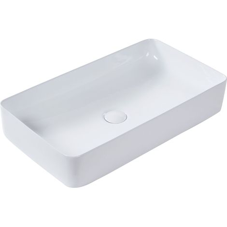 Lavabo bagno classico rettangolare in ceramica finitura lucida 610 x 350 mm Bianco Ulua