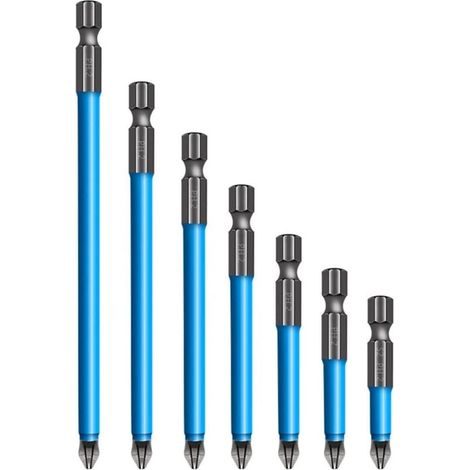 Juego de 7 brocas magnéticas antideslizantes PH2 de cabezal simple y doble (25 mm, 50 mm, 65 mm, 70 mm, 90 mm, 125 mm, 150 mm) (1/4)