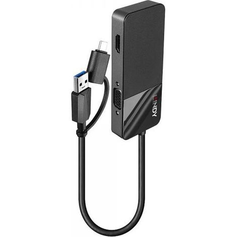 Lindy 43354 replicatore di porte e docking station per laptop USB 3.2 Gen 1 (3.1 Gen 1) Type-A Type-C Nero (1/4)