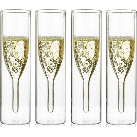 Flûtes à champagne - Non spécifié - Double paroi - Verre borosilicate - 4 pièces - 115 ml (1/4)