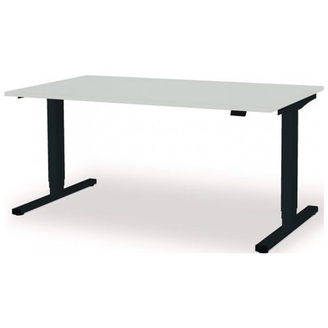 Poste de travail debout / assis levero H650-1250xL1600xP800mm gris anthracite, RAL 7016 / gris clair réglable électriquement MAUSER