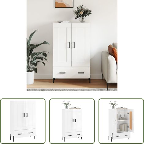 vidaXL Hochglanz-Weiß Schrank -  Highboard Hochglanz-Weiß 69,5x31x115 cm Holzwerkstoff (1/5)