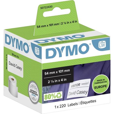 DYMO S0722430 Rotolo di etichette 101 x 54 mm Carta Bianco 220 pz. A tenuta permanente Etichetta per spedizioni